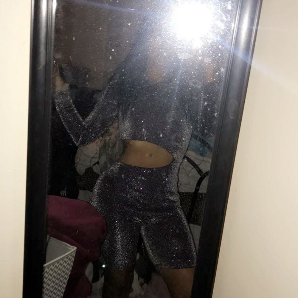 Fashionova purple sparkly shorts romper - Picture 4 of 4